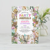 Girly Party Animals Wild Oerwoud Safari Birthday Kaart (Staand voorkant)