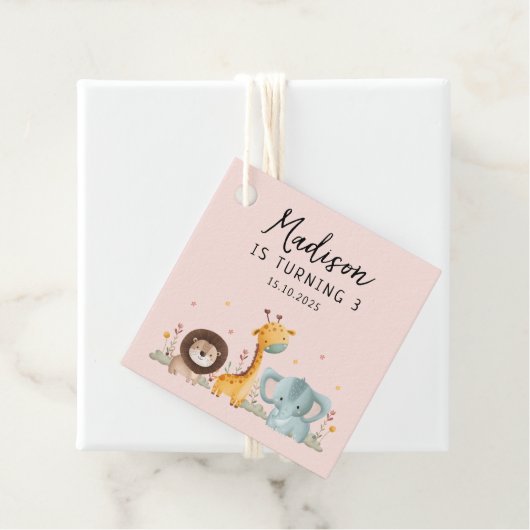 Girly Party Wild Animals Verjaardag Bedankjes Labels (In situ)
