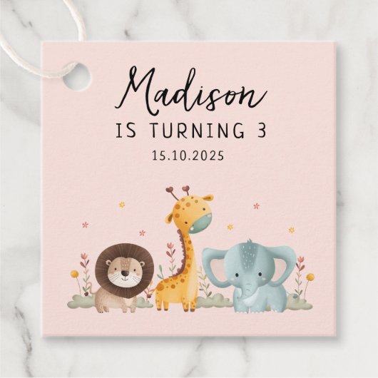 Girly Party Wild Animals Verjaardag Bedankjes Labels (Voorkant)