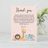 Girly Party Wild Animals Verjaardag Bedankkaart (Staand voorkant)