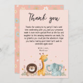 Girly Party Wild Animals Verjaardag Bedankkaart (Voorkant / Achterkant)