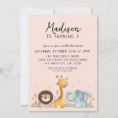 Girly Party Wild Animals Verjaardag Kaart (Voorkant)