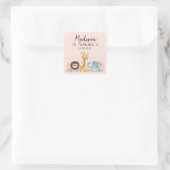 Girly Party Wild Animals Verjaardag Vierkante Sticker (Tas)