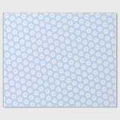 Girly Pastel Blauw Witte Cartoon Daisy Floral Cadeaupapier (Vlak)