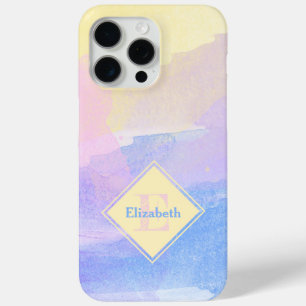 Girly Pastel Colors Waterverf Monogram en naam iPhone 15 Pro Max Hoesje