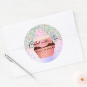Girly Pastel Faux Holographic Cupcake Bakery Ronde Sticker (Envelop)