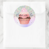 Girly Pastel Faux Holographic Cupcake Bakery Ronde Sticker (Tas)