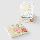 Girly Pastel Floral Pattern Stenen Onderzetter (Zijkant)