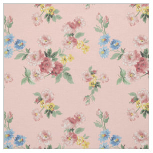 Girly Pastel Floral - Roze achtergrond Stof