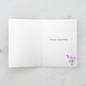 Girly pastel floral waterverf verjaardagtypografie kaart (Binnen)