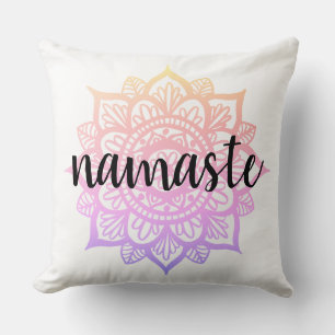 Girly Pastel Gradient Namaste Mandala Flower Kussen