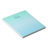 Girly Pastel Green Blue Ombre Monogram Notitieblok (Schuin)