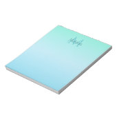 Girly Pastel Green Blue Ombre Monogram Notitieblok (Linkerzijde)