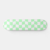 Girly Pastel Groen Wit Wavy Check Patroon Persoonlijk Skateboard (Horizontaal)