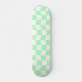 Girly Pastel Groen Wit Wavy Check Patroon Persoonlijk Skateboard