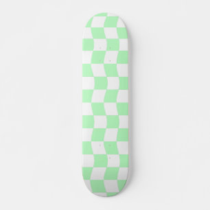 Girly Pastel Groen Wit Wavy Check Patroon Persoonlijk Skateboard