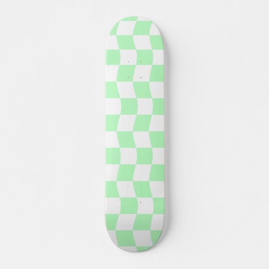 Girly Pastel Groen Wit Wavy Check Patroon Persoonlijk Skateboard (Voorkant)