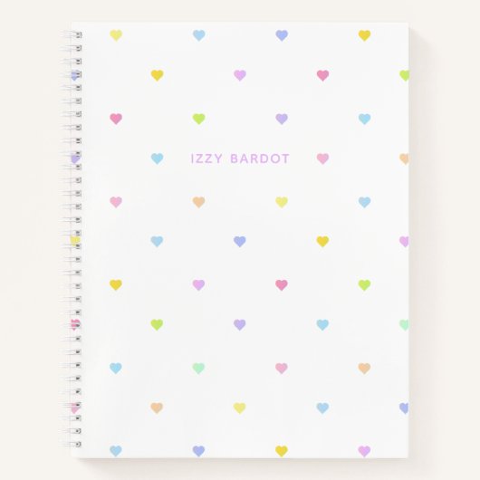 Girly pastel harten patroon notitieboek (Voorkant)