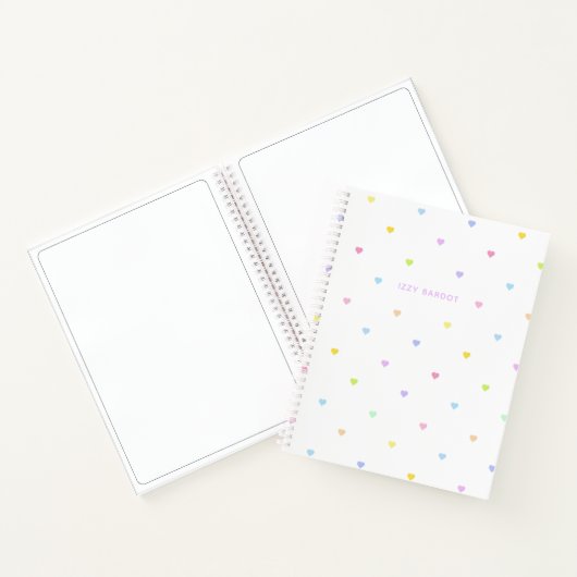 Girly pastel harten patroon notitieboek (Binnen)