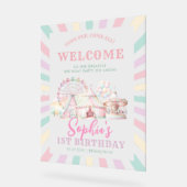 Girly Pastel Kleur Carnaval Circus Kinderen Verjaa Acryl Bord (Hoek)
