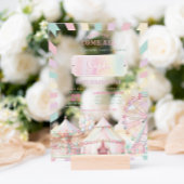 Girly Pastel Kleur Carnaval Circus Kinderen Verjaa Acryl Uitnodigingen