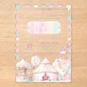 Girly Pastel Kleur Carnaval Circus Kinderen Verjaa Acryl Uitnodigingen (Voorkant)