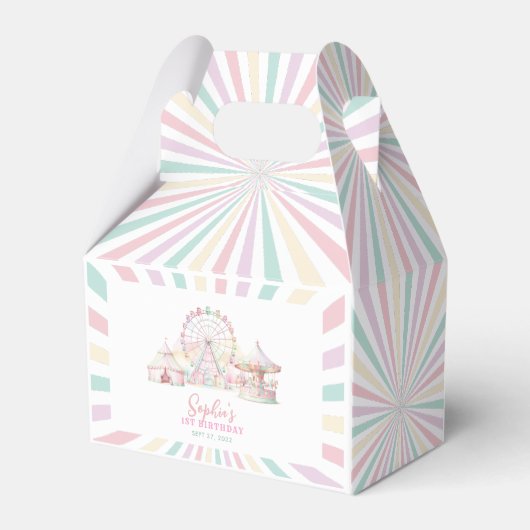 Girly Pastel Kleur Carnaval Circus Kinderen Verjaa Bedankdoosjes (Achterkant)