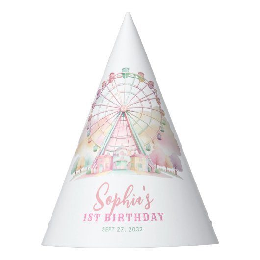 Girly Pastel Kleur Carnaval Circus Kinderen Verjaa Feesthoedjes (Voorkant)