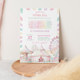 Girly Pastel Kleur Carnaval Circus Kinderen Verjaa Kaart