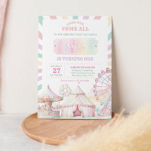 Girly Pastel Kleur Carnaval Circus Kinderen Verjaa Kaart