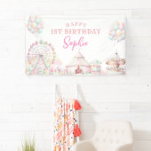 Girly Pastel Kleur Carnaval Circus Kinderen Verjaa Spandoek (Insitu)