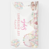 Girly Pastel Kleur Carnaval Circus Kinderen Verjaa Spandoek (Verticaal)