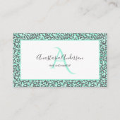 Girly Pastel Mint Green Fun Leopard Spots Monogram Visitekaartje (Voorkant)