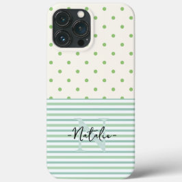 Girly pastel monogramma  patroon l groen Case-Mate iPhone case