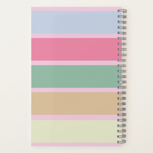 Girly Pastel Monogrammed Volledige Naam Notities Notitieboek (Achterkant)