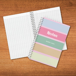 Girly Pastel Monogrammed Volledige Naam Notities Notitieboek