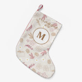 Girly pastel, mooi bloempatroon, monogrammen kleine kerstsok (Voorkant (Hangend))