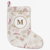 Girly pastel, mooi bloempatroon, monogrammen kleine kerstsok (Voorkant)
