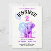 Girly Pastel Olifant Waterverf Verjaardagsfeest Kaart (Voorkant)