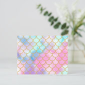 Girly Pastel Ombre Gold Glitter Mermaid Briefkaart (Staand voorkant)