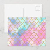 Girly Pastel Ombre Gold Glitter Mermaid Briefkaart (Voorkant / Achterkant)