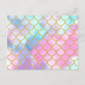 Girly Pastel Ombre Gold Glitter Mermaid Briefkaart (Voorkant)
