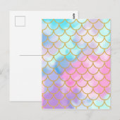 Girly Pastel Ombre Gold Glitter Mermaid Briefkaart (Voorkant / Achterkant)