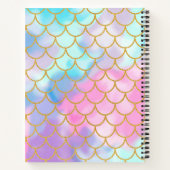 Girly Pastel Ombre Gold Glitter Mermaid Monogram Notitieboek (Achterkant)