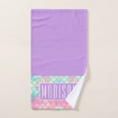 Girly Pastel Ombre Gold Glitter Mermaid Name Bad Handdoek (Handdoek)