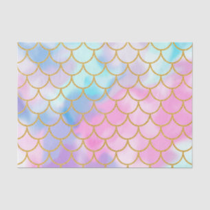 Girly Pastel Ombre Gold Glitter Mermaid Tissuepapier