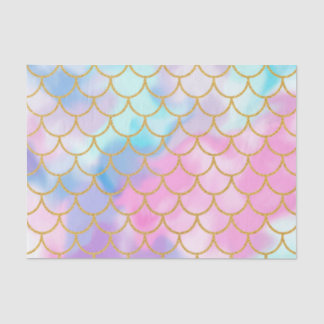 Girly Pastel Ombre Gold Glitter Mermaid Tissuepapier