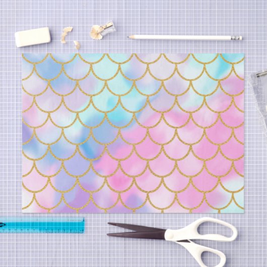 Girly Pastel Ombre Gold Glitter Mermaid Tissuepapier (Craft)