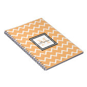Girly Pastel Oranje Name Monogram Chevron Notitieboek (Rechterzijde)
