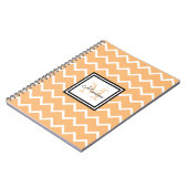 Girly Pastel Oranje Name Monogram Chevron Notitieboek (Linkerzijde)